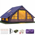 129 Square Feet Purple Inflatable Tent 6-8 Person for Camping,4 Season Easy Setup Waterproof Oxford Air Tent House with Tarp
