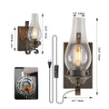 2PCS Vintage Industrial Wall Sconces Black Gold Finish Clear Glass Shade  E26 Base for Bedroom Living Room Hallway No Bulbs