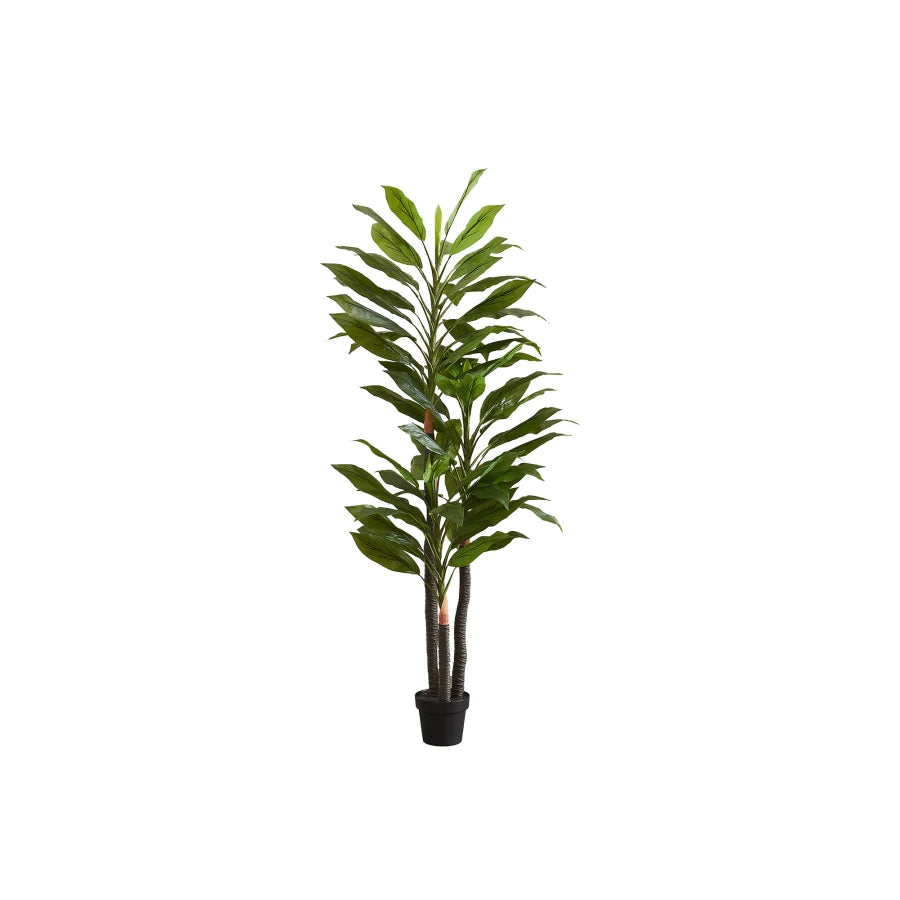 Artificial Plant 83 Tall Indoor Dracaena Tree Decorative Faux Floor Potted Real Touch Green Leaves Black Pot