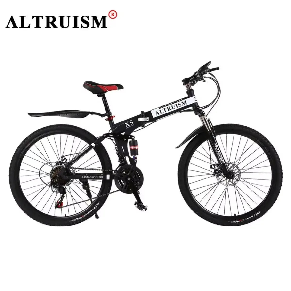 26" Full Suspension Mountain Bike - 21 Speed Shimano Gears, Disc Brakes, Steel Frame MTB