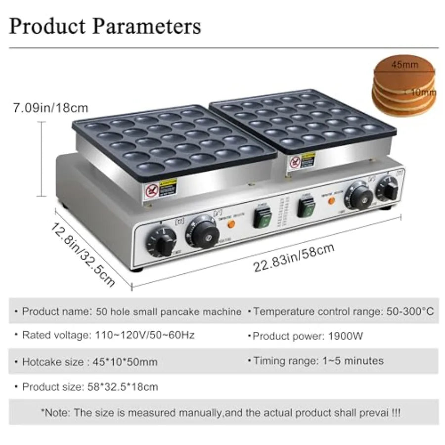 50PCS Mini Pancakes Maker Machine 110V Electric Commercial Dutch Pancake Maker Non-stick Small Hotcake Maker Mini Hotcakes Mach