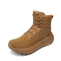 NORTIV Men's Wide Toe Box Work Military Tactical Boots Barefoot Hiking Low Drop Leather Side Zipper Motorcycle Combat Boots Pik