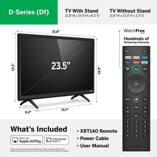 24-inch 1080p Smart TV with AirPlay, Chromecast, Screen Mirroring & 150+ Free Streaming Channels, Renewed Model