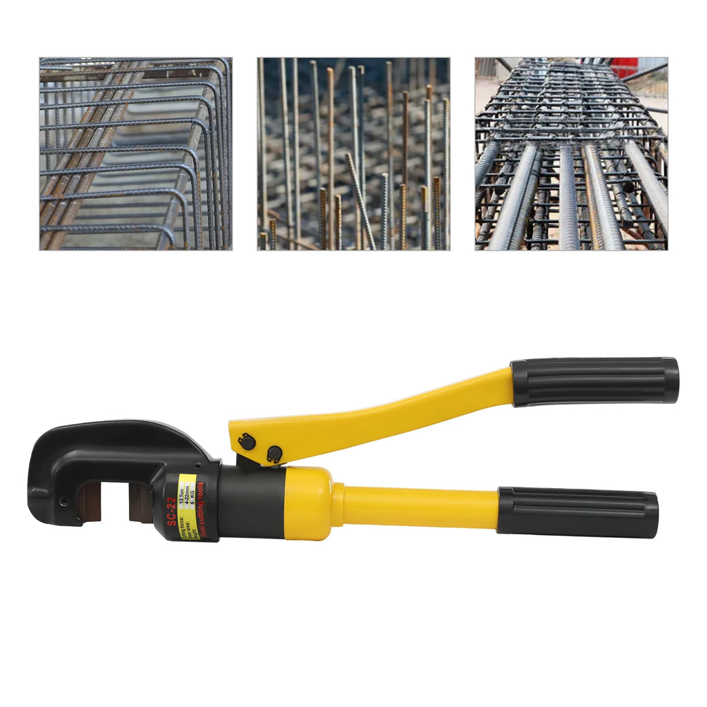 Hydraulic Rebar Cutter Portable Rebar Cutting Tool with 13t Crimping Power and C-Shaped Head for Easy Mold Change and Steel 22mm