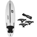 7' FLOWBOARD Softboard Foam Surfboard with 3 Fins 6' Foot Leash and 2 Wood Stringers Inside Board for and Adults Beginner Inter