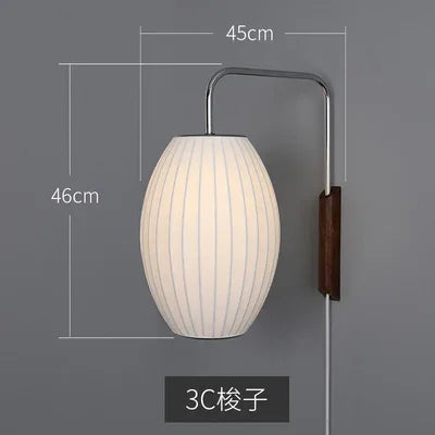 Modern Nelson Ball Wall Sconce Modern Japanese Wall Lamp for Living Room Bedroom Home Bedside Office Hotel Silk Cloth Lamps