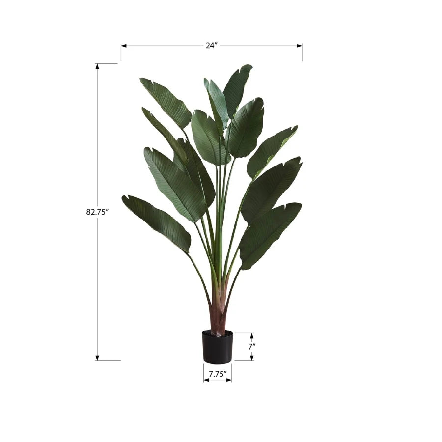 Artificial Plant 83 Tall Indoor Decorative Floor Palm Tree Real Touch Green Leaves Black Pot