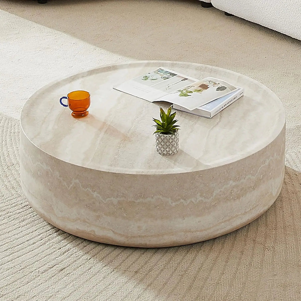 Round Coffee Table Set of 2,Marble Grain Circke NestingTable Set for Living Room, Bedroom, Apartment, Office No, Customized