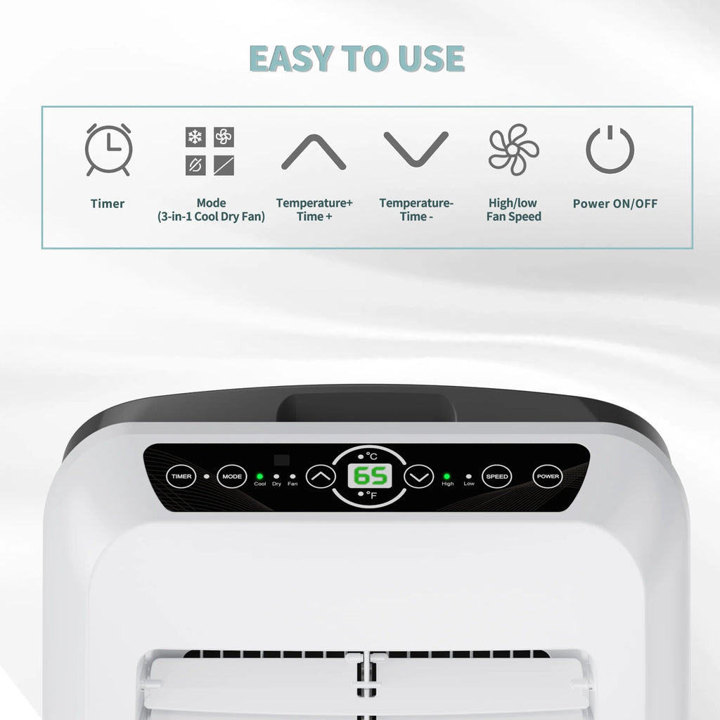 Shinco 8,000 BTU Portable Air Conditioner - 3-in-1 Cool/Dehumidifier/Fan for Rooms Up to 350 sq.ft, Remote Control & 24H Timer