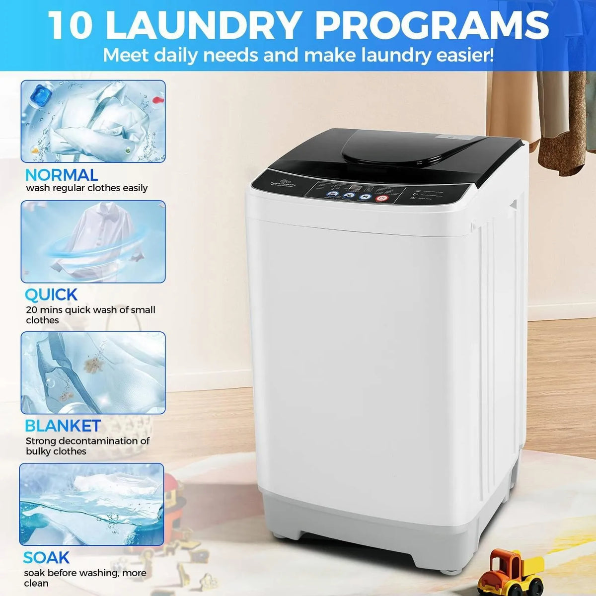 15.6Lbs Full-Automatic Portable Washing Machine Washer & Spin Dryer Combo Home
