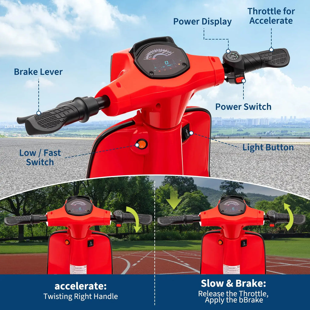 24V 350W Kids Electric Motorcycle, Dual Driving Modes Ride On Motorbike Toy With Twist Throttle & Rear Brake For Ages 8-14