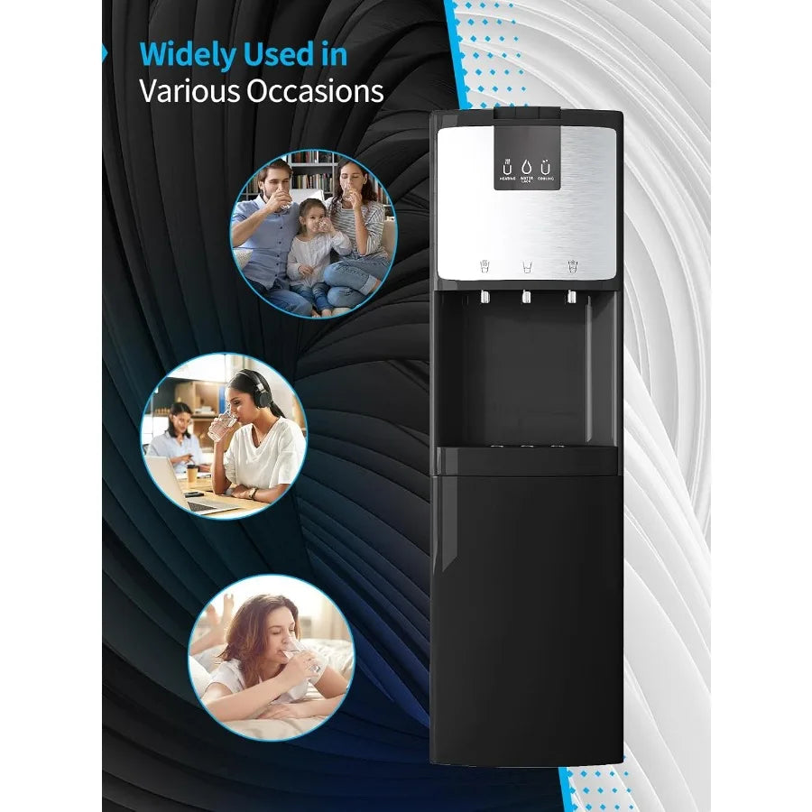 Bottom Loading Water Cooler Dispenser for 3 or 5 Gallon Bottles with Hot Cold Room Temperature Settings Stainless Steel Child S
