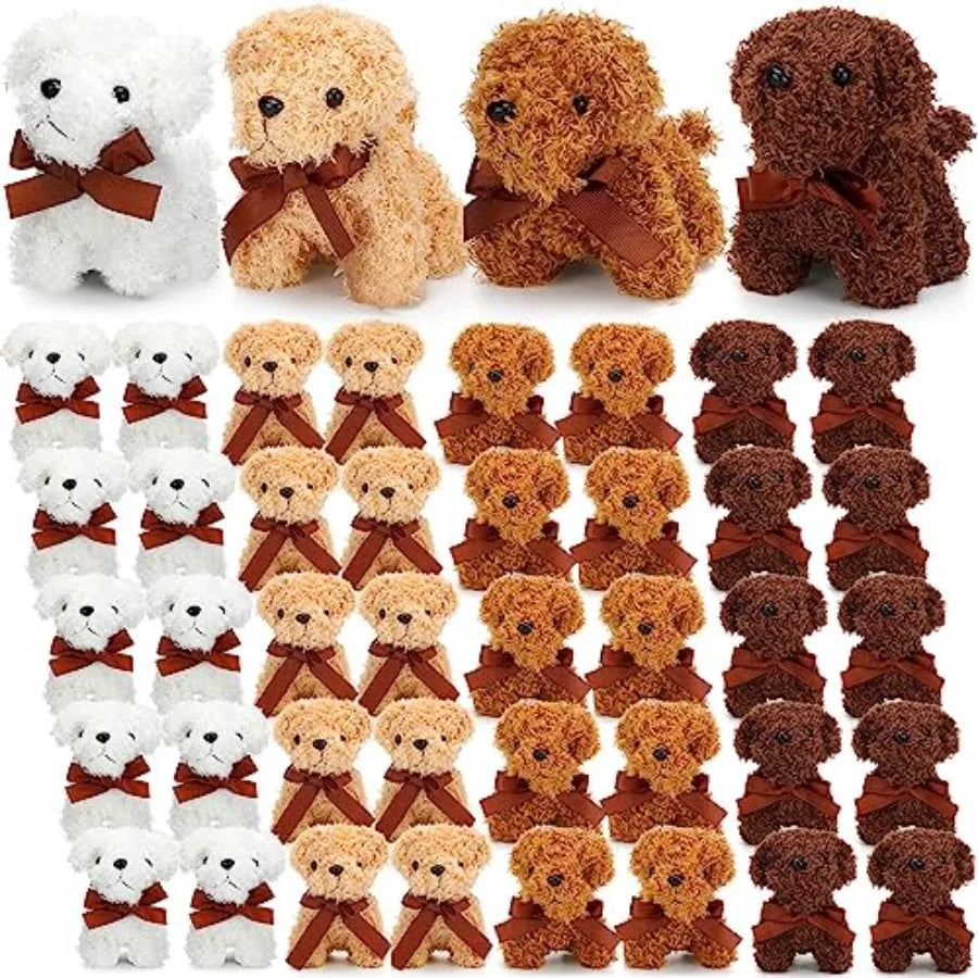 80 Pcs 5 Inches Valentines Mini Plush Dogs Bulk Stuffed Animal Puppy Toy in Soft Fleece for Party Favors Gift Bag Fillers Back
