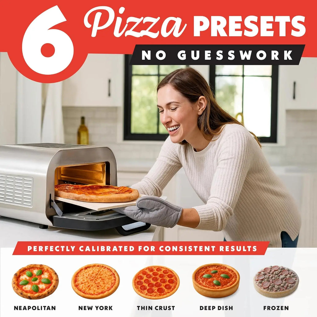Indoor Pizza Oven Air Fryer Toaster – 1800W Multi-Cooker with Pizza Stone, Digital Controls & 6 Presets