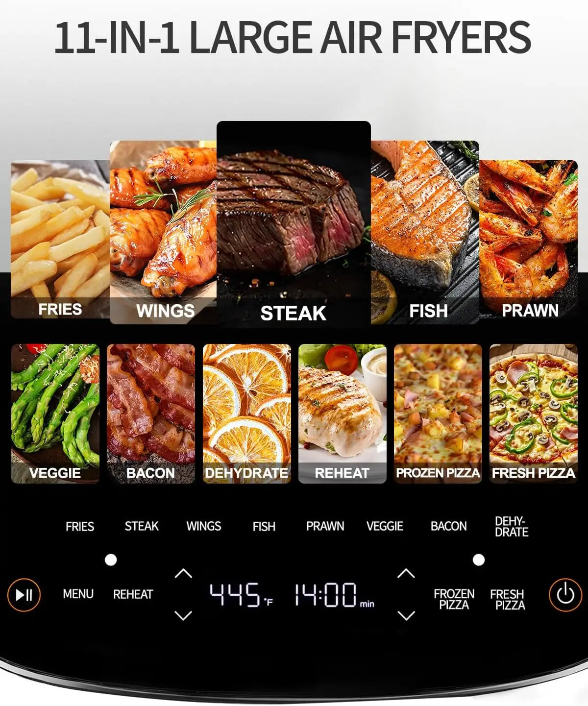 Large Air Fryer with Digital Controls, Dual Heating Tech, View Window & Light - Cooks Pizza, Steaks Fast