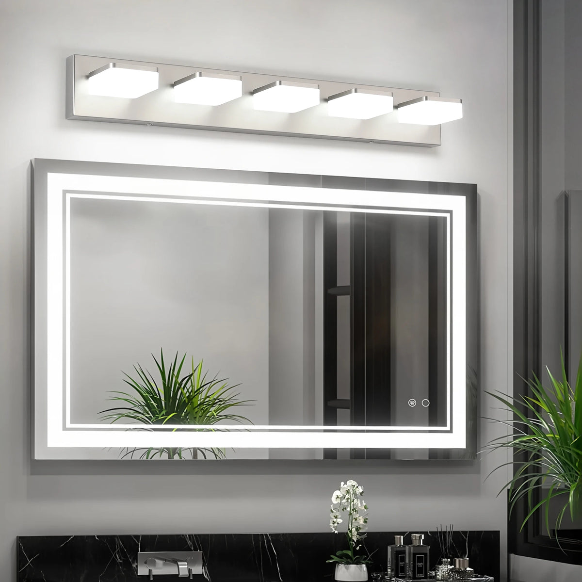 5 - Lamp Vanity Mirror Light For Bathroom, 5500K Acrylic Lampshade, Rust - Proof Frame, Energy - Saving LED Light