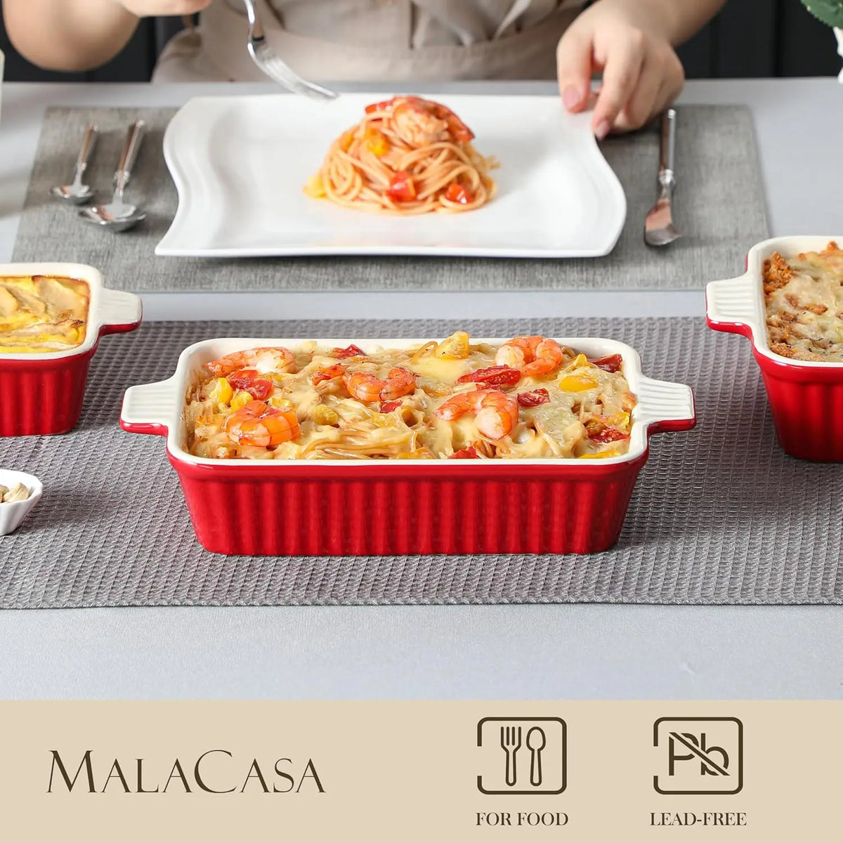 Bakeware Set of 4, Porcelain Baking Pans Set for Oven, Casserole Dish, Ceramic Rectangular Baking