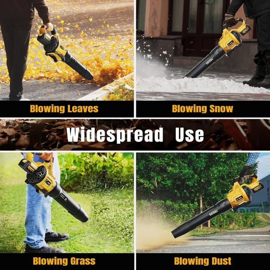 Leaf Blower Cordless 650CFM and 3 Speed Levels Electric Cordless Leaf Blower with 2 * 5.0Ah Battery Powered Blowers for Lawn Ca