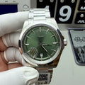 Multifunctional Sports Watch Waterproof 20m Depth Mechanical Movement Sapphire Crystal Dial Window Green Stainless Steel Case