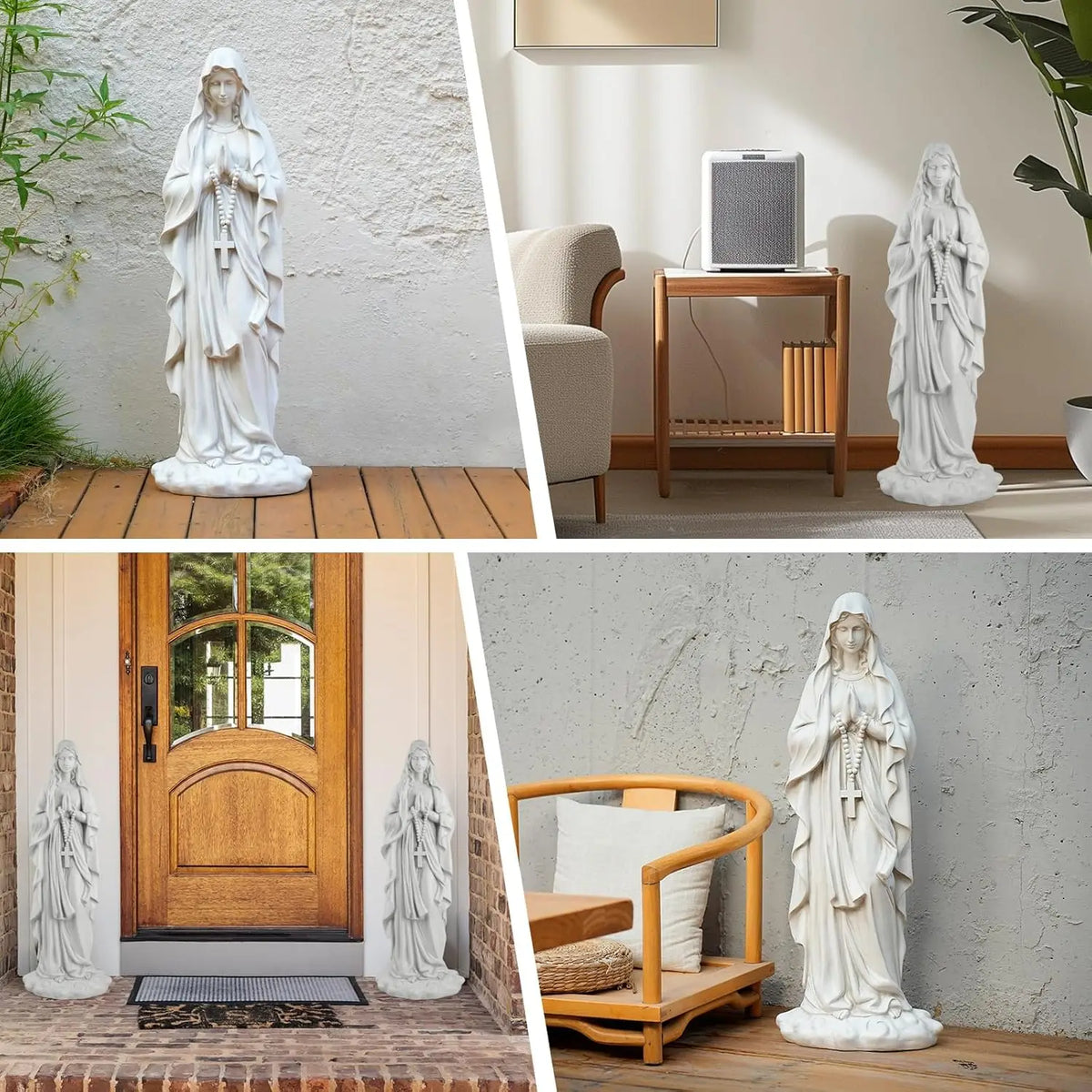 Virgin Mary Praying Statue 31.49 Inch Tall Outdoor Garden Religious Sculpture Magnesium Oxide Stone