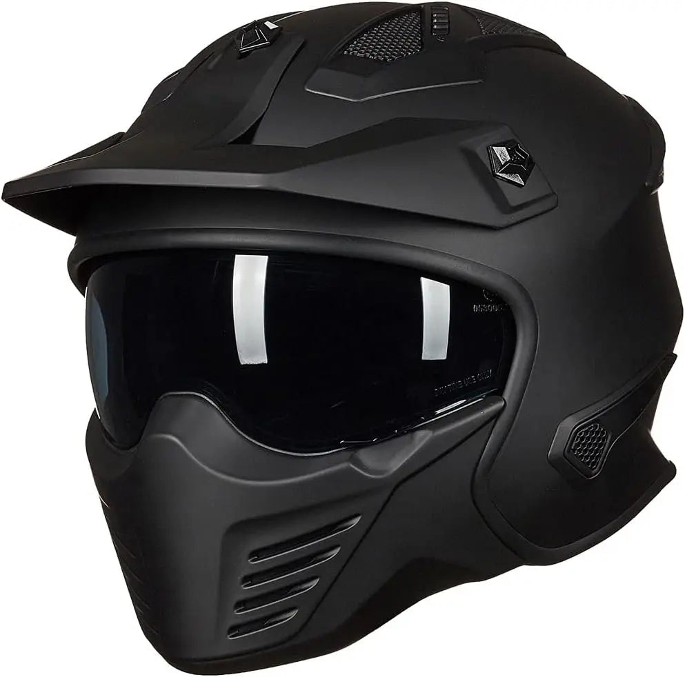 Open Face Motorcycle Helmet for Dirt Bike ATV Scooter DOT Certified Matte Black