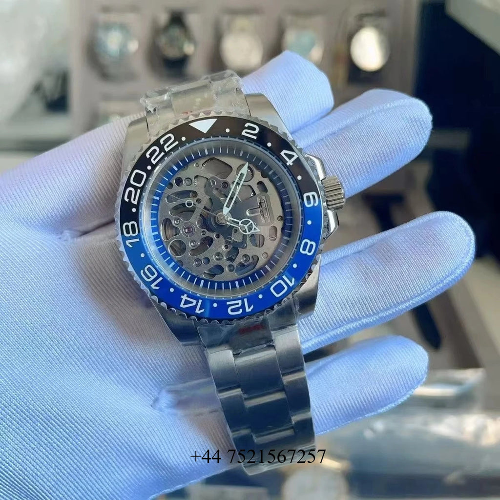 High Quality Customhollow Waterproof Mechanical Watch Sapphire Mirror Men and Women's Nh70 Movement Sports Watch Without LOGO