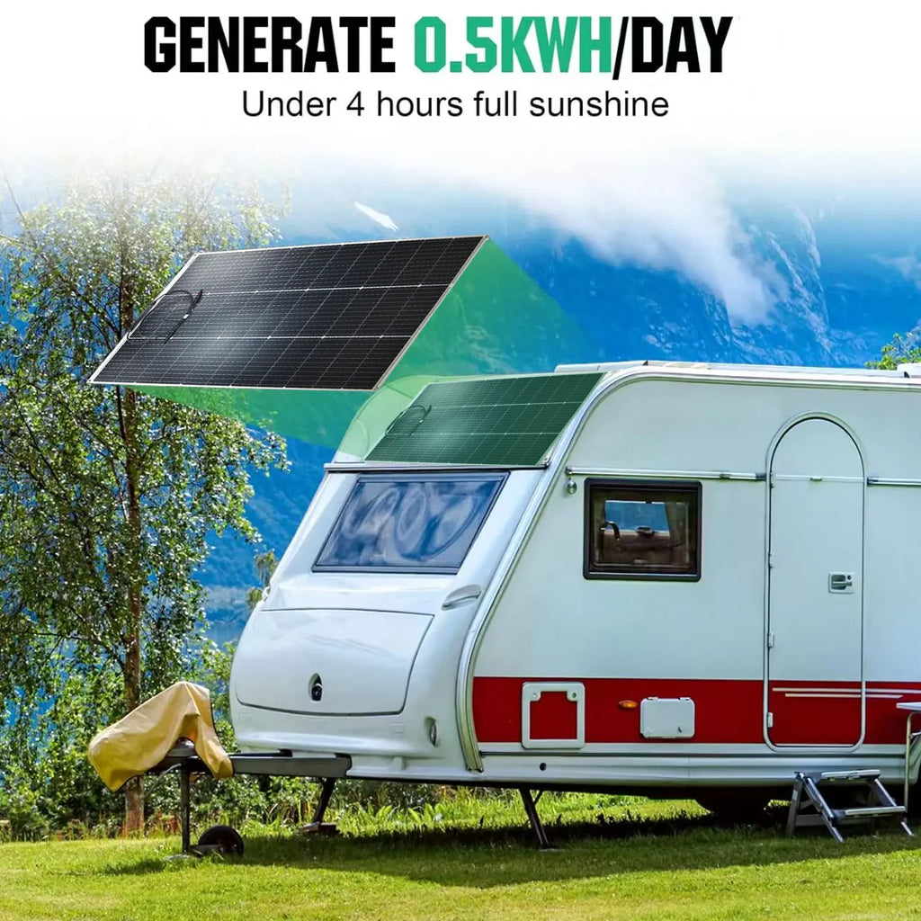 250W(2pcs 125w) Solar Panel 18V Monocrystaillne PV Model Flexible for 12v 24v Battery Charge Outdoor Use, Camping,Home Roof,RV