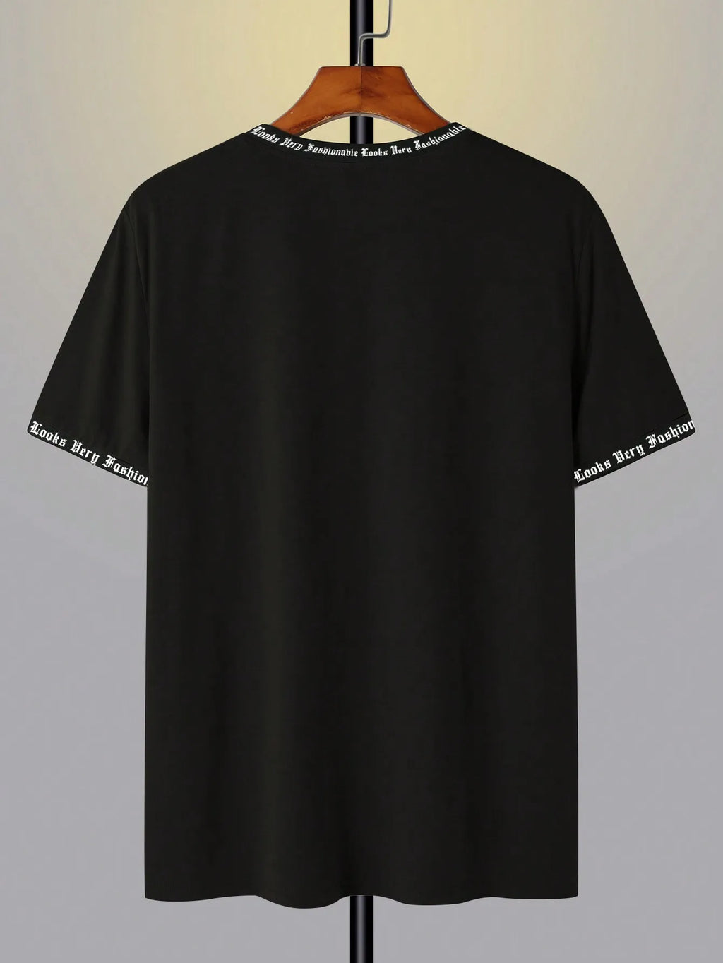 Black Oversized Graphic Print Crew Neck T-Shirt with Gothic Font Design