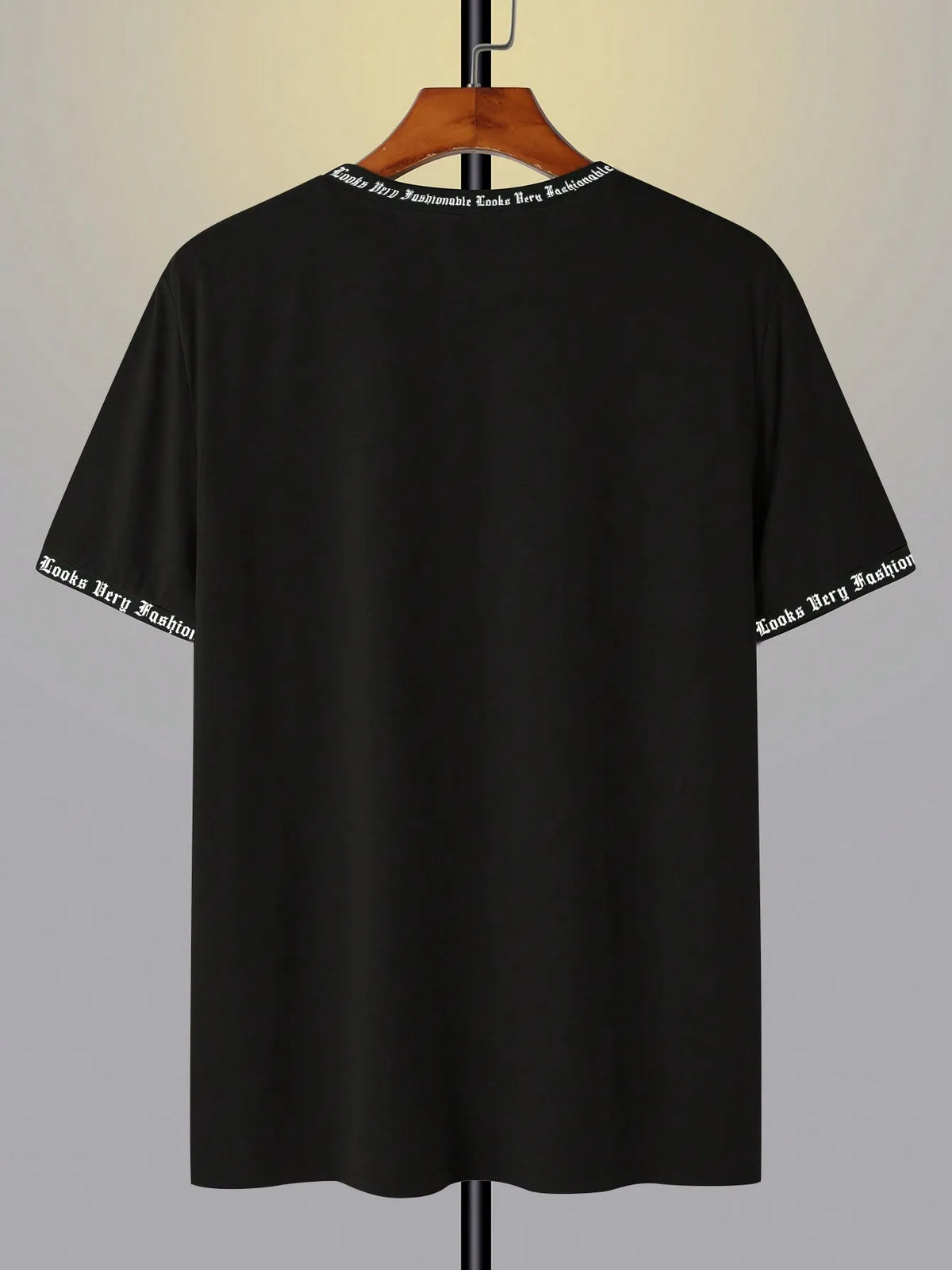 Black Oversized Graphic Print Crew Neck T-Shirt with Gothic Font Design