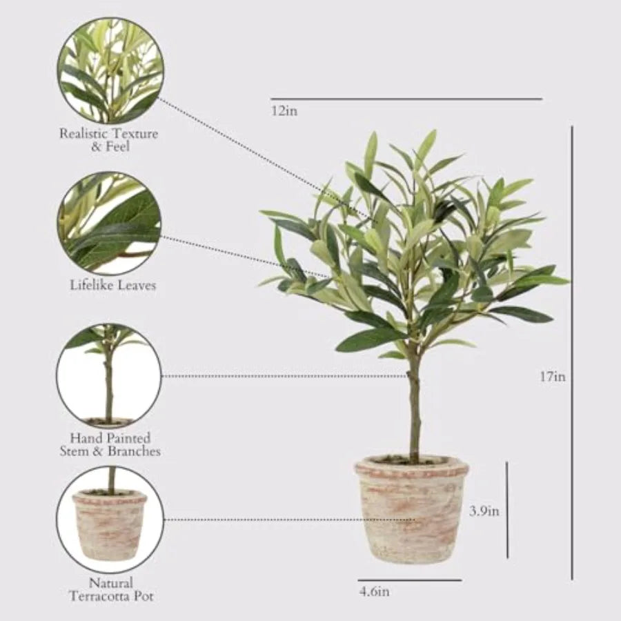 Faux Rosemary Plant Olive Topiary Set-of-2 Premium Artificial Indoor Plants in Grey with Lifelike Leaves for Realistic Natural