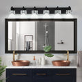 Modern LED Vanity Light 6-Light Matte Black Fixture with Crystal Glass Shades, Bathroom Wall Sconce for  Contemporary Home Decor
