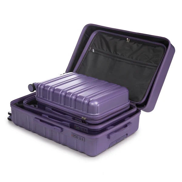 3Pcs ABS Luggage Set 20/24/28 Inch Spinner Wheels Carry On Suitcase Matching Color Combination Lock Purple