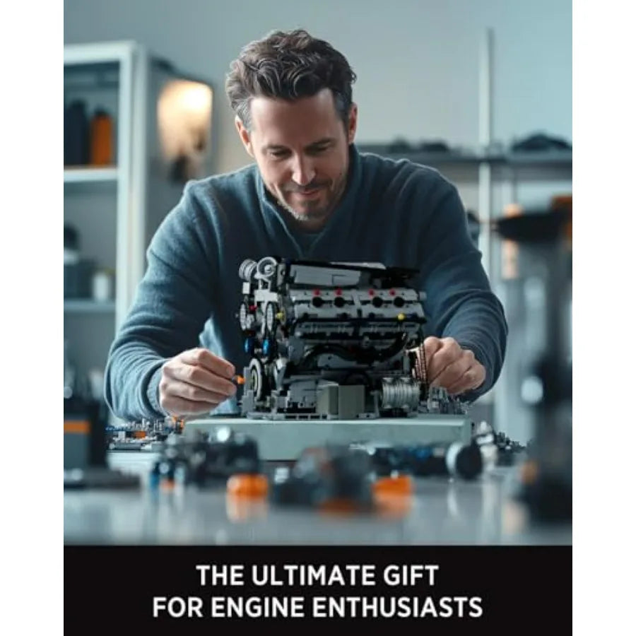 V8 Engine Building Set Exclusive Advanced Collector's Engine Model Physical Science Experiment Toy for Adults Home or Office De