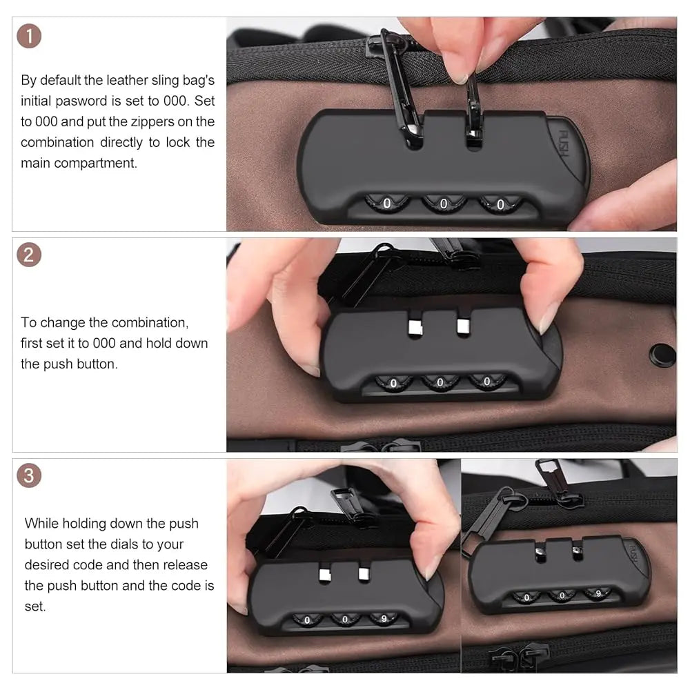 Mens Crossbody Bag Man Bags Mens Purse Anti-theft Leather Sling Bag Shoulder Bag Chest Bag for Daily Use, Black Black