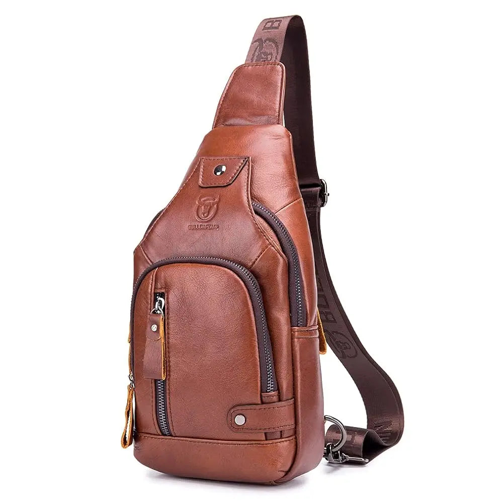 Vintage Leather Sling Bag Backpack for Men Crossbody Shoulder Chest Day Pack Backpacks