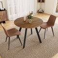 Dining Table and Chairs for 2, Mid Century Modern Round Table Set, Space Saving for Apartment Kitchen Dining Room Walnut Table2