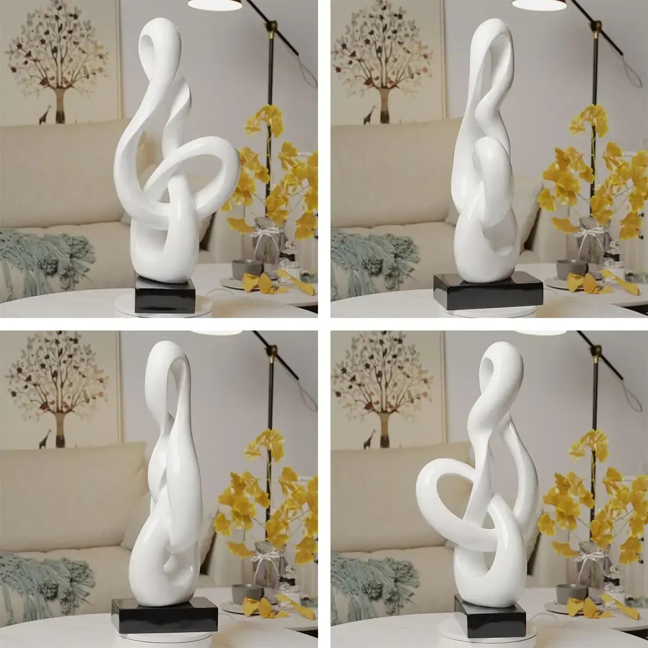 Sculpture Music Note Decor Modern Statue Gifts Treble Clef Figurine Polyresin Arts White 23 inch