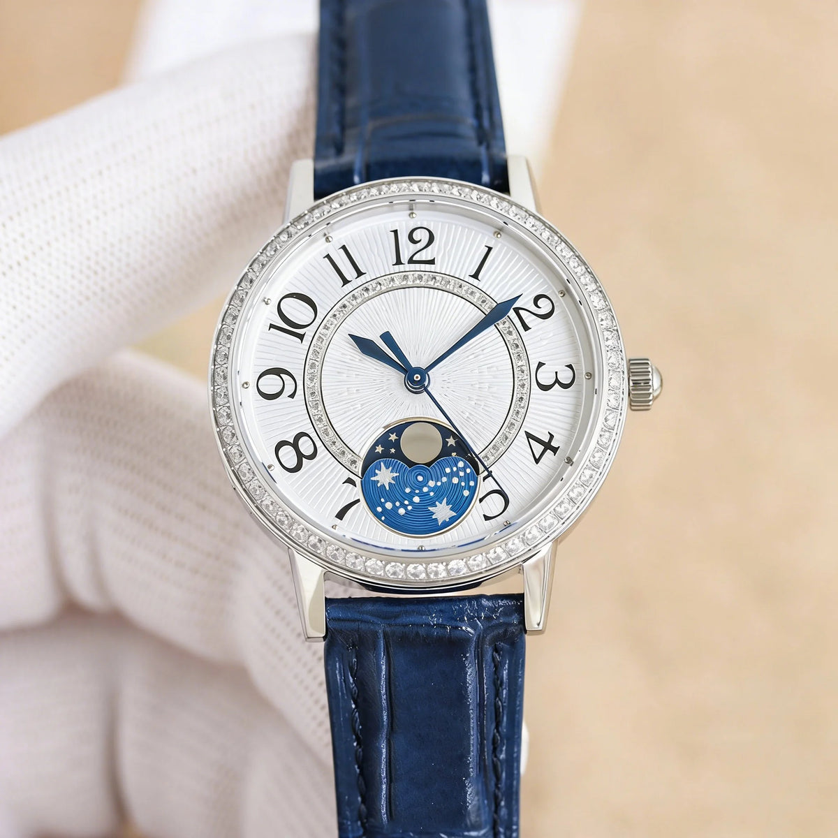Customized luxury women's watch, 34mm diameter, imported calfskin strap, 898A1 automatic winding movement