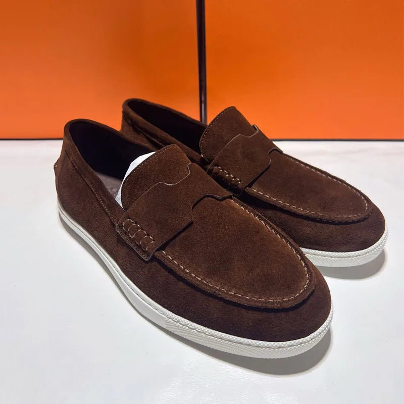 New Men Casual Slip On Loafers Versatile One Step Lazy Shoes Lightweight Wear Resistant Suede Fashion Footwear Comfortable