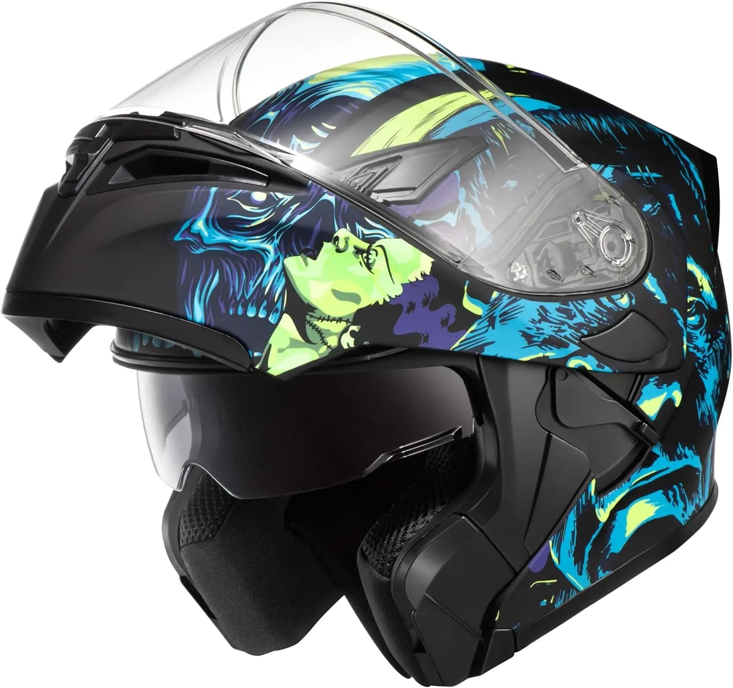 Motorcycle Dual Visor Flip up Modular Full Face Helmet with DOT Certification of Impressionism