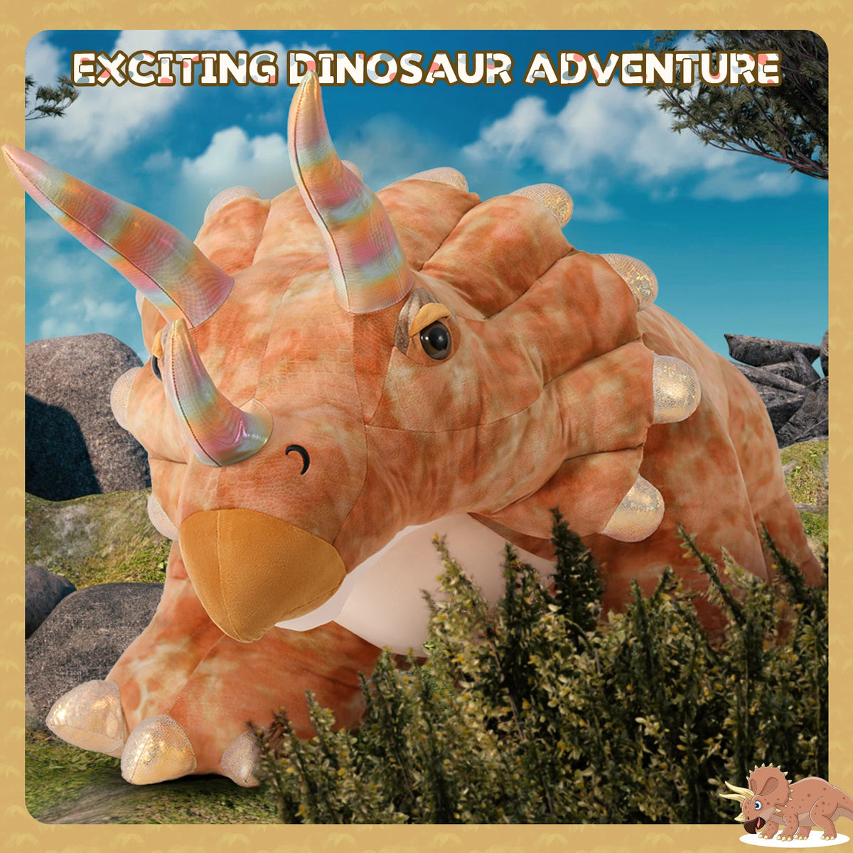 MorisMos Dinosaur Stuffed Animal 6.4ft Extra Large Triceratops Dinosaur Plush Toys Dino Plushie for Dinosaur Party Favors Gift