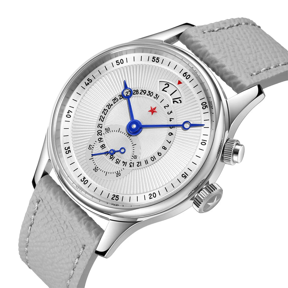 RED STAR  Watches for Men 40mm Seagull ST1716 Movement  5ATM Automatic Mechanical Watch Push-Button Calendar Sapphire Crystal