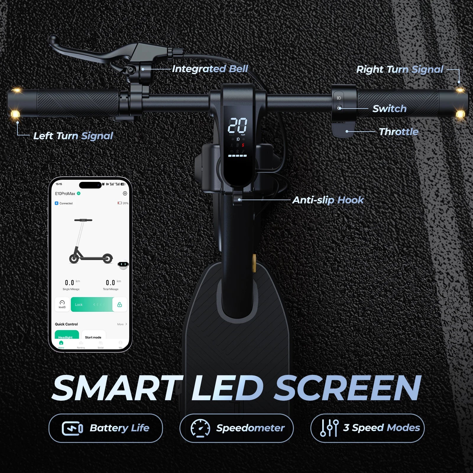 E10/8 Electric Scooter 1000/500W 20mph Max Speed 10"/8.5" Tire Folding E-Scooter 40/20miles Max Range Dual Suspension for Adult