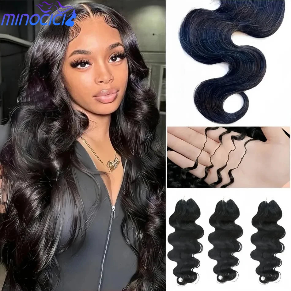Body Wave Crochet Human Hair Bundles 5 Packs Brazilian Weave Pre-Separated Virgin Feather Hair Extensions Crochet Hair For Women