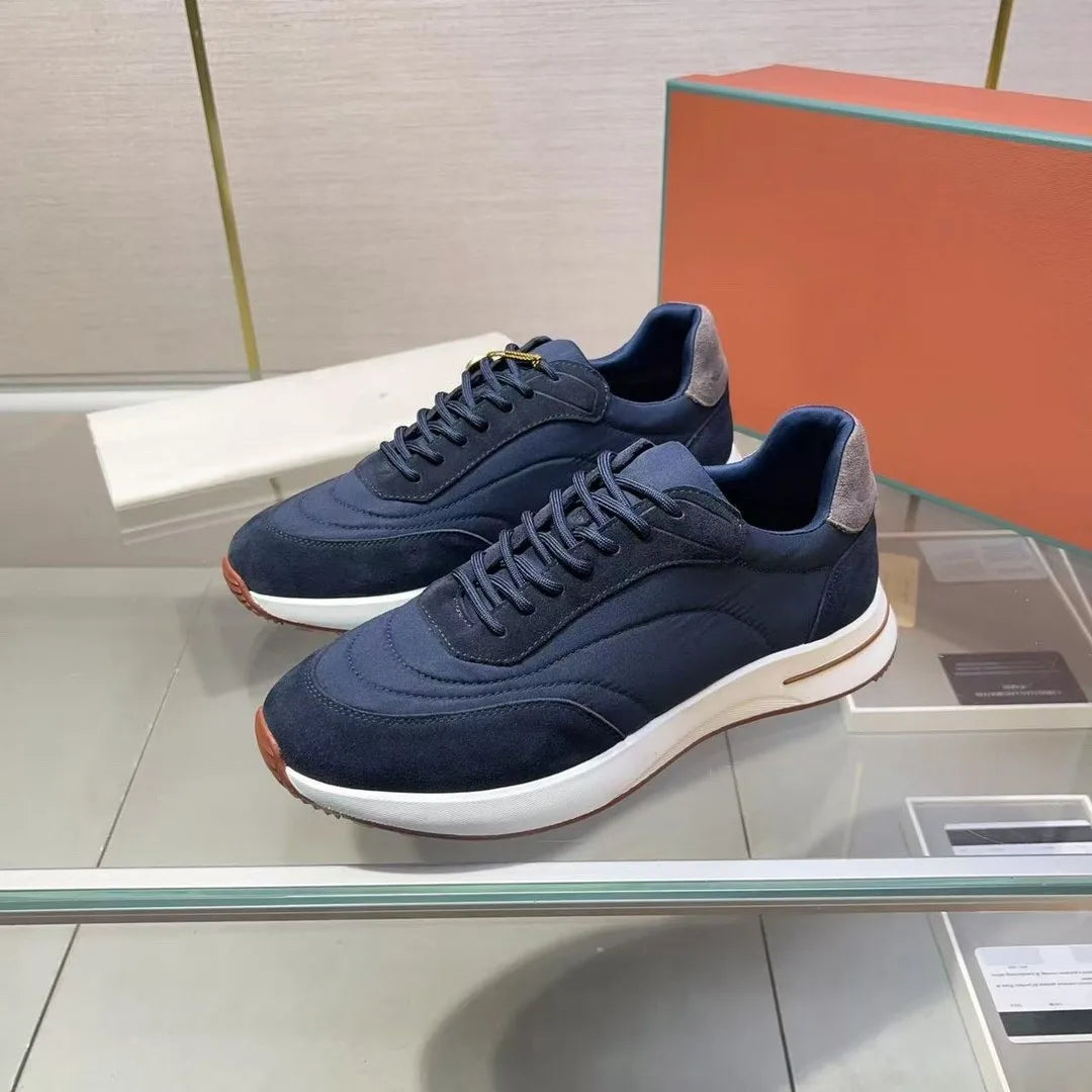 New Luxury Genuine Leather Men's Casual Sneakers Fashionable Lace-up Stylish High Version Shoes