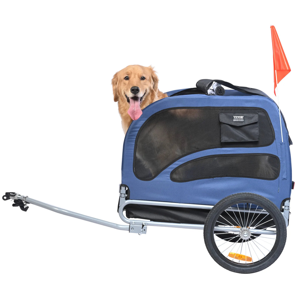 SucceBuy 100 lbs Dog Bike Trailer Pet Cart Bicycle Carrier with Coupler Reflectors Flag Collapsible to Store for Dogs Travel