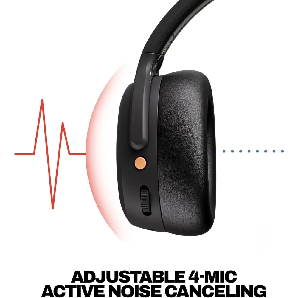 Wireless Over-Ear Headphones with ANC, Multi-Sensory Bass, 60H Battery for iPhone Android - True Black