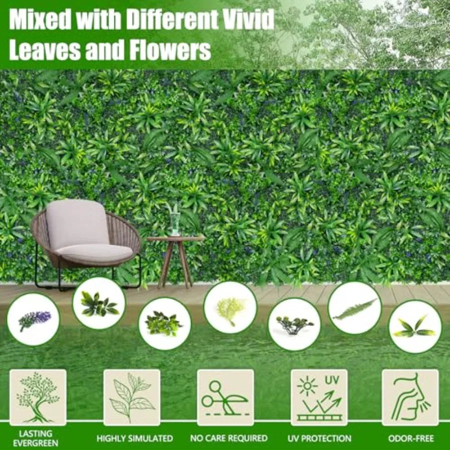 Artificial Grass Wall Panels 20x20 12pcs Hedge Grass Backdrop UV-Anti Fake Greenery Plant Boxwood Panels Green Wall Decor for O
