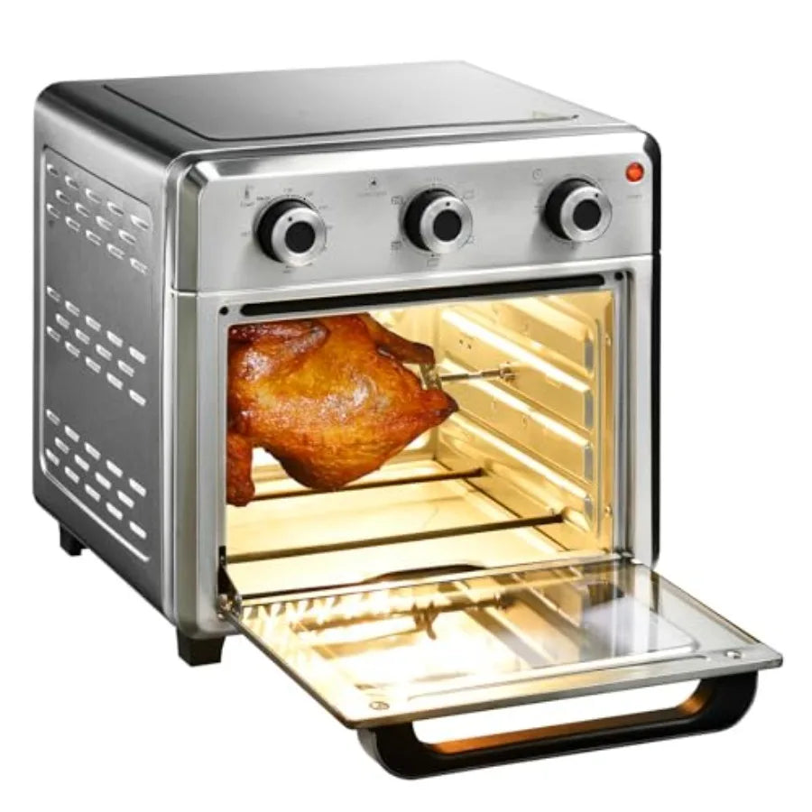Compact 1400W 21QT Stainless Steel Airfryer Toaster Oven with 6-in-1 Multifunctions Wide Temperature Range 60-Minute Timer/Auto