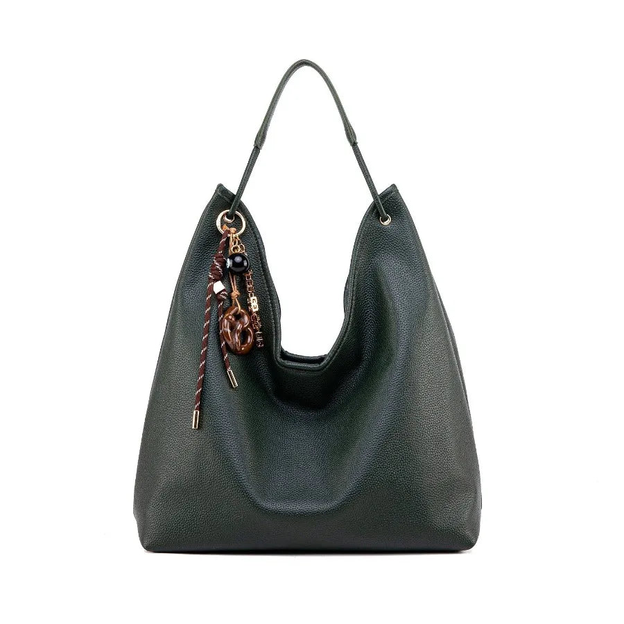 MKF Collection Eloa Hobo Bag with Wallet 2-piece Set in Black Vegan Leather with Gold Hardware for Everyday Use